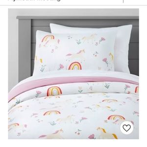 Unicorn Floral Pink Twin Duvet Set